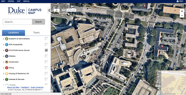 Duke University Map Screenshot