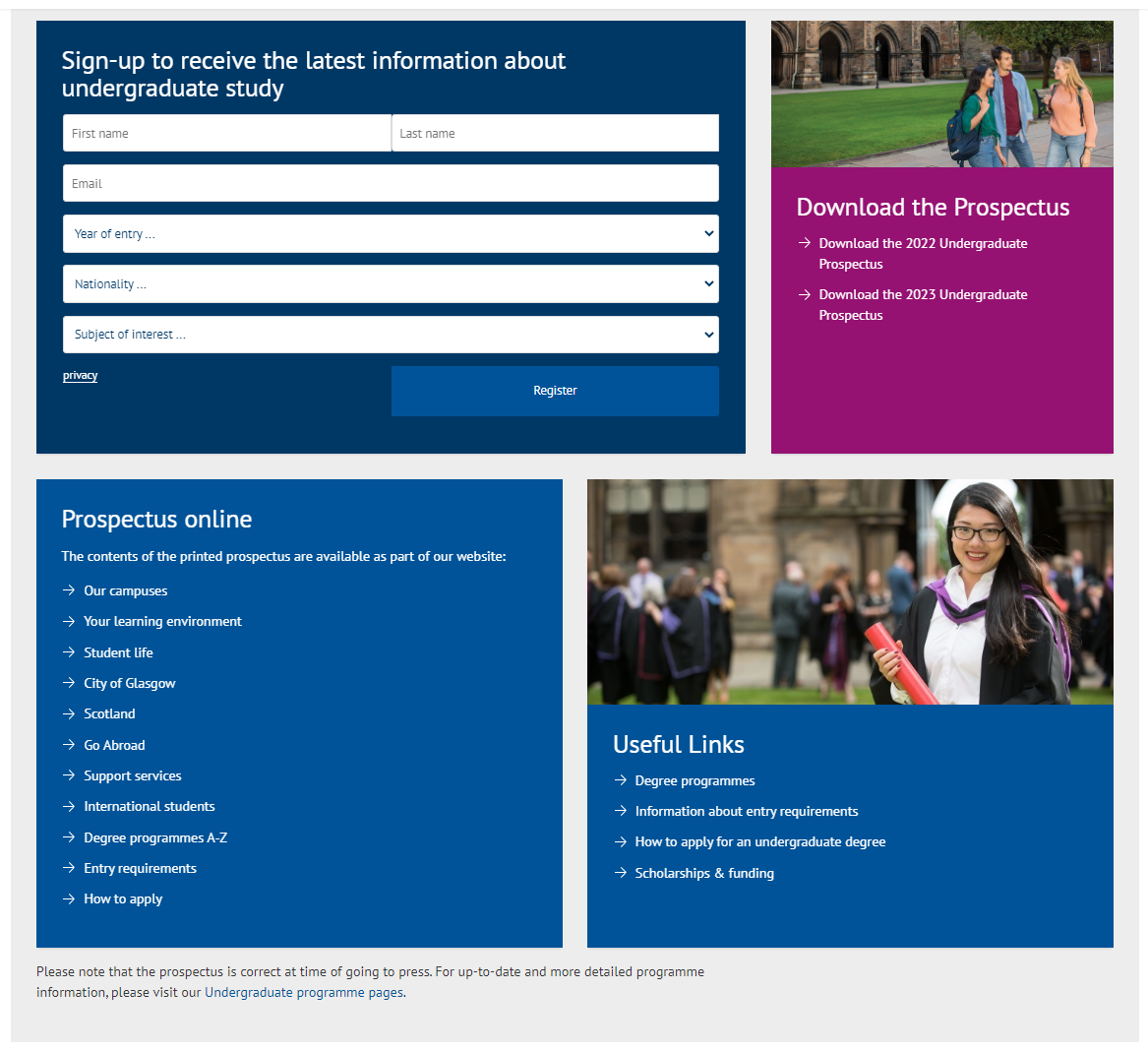 Glasgow University prospectus