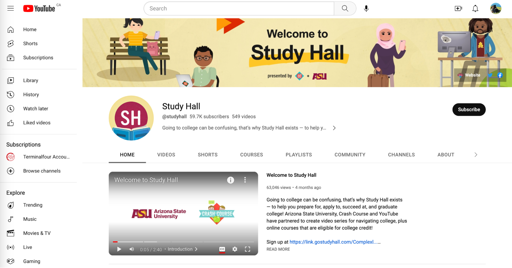 Study Hall on YouTube - ideas for higher education