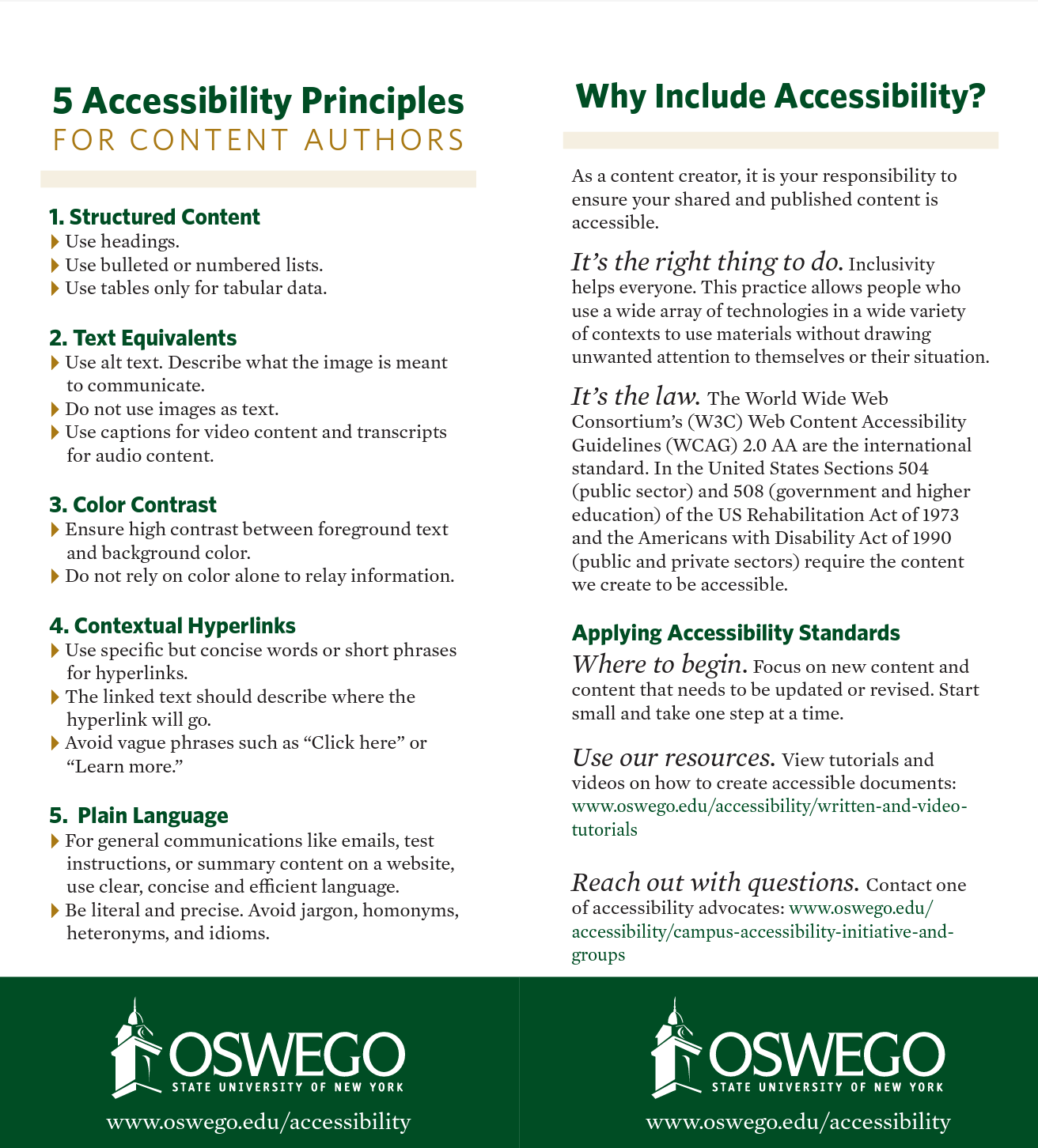 5 accessibility principles one-pager for higher education