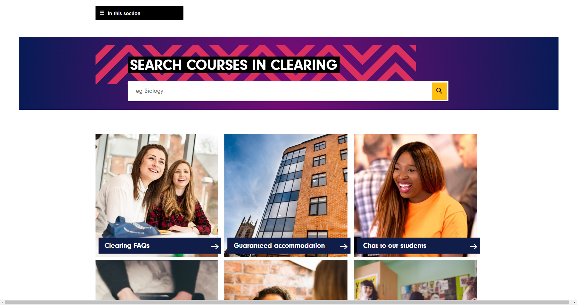 University of Derby - Clearing Search