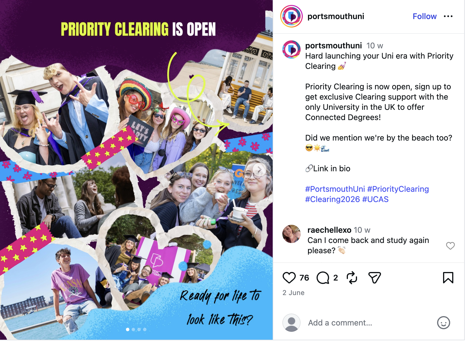 Clearing 2026 higher education marketing examples