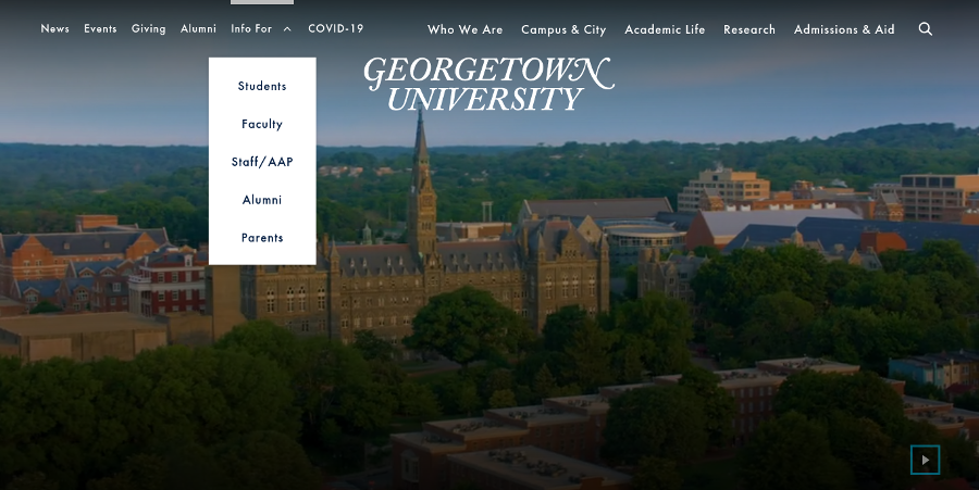 Georgetown University -landing pages for higher education