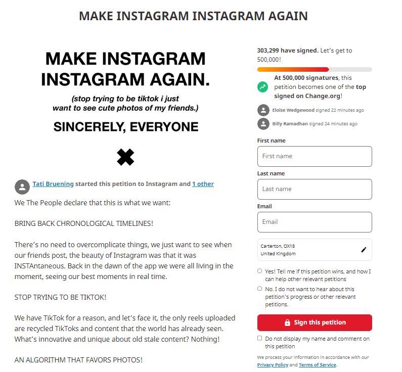 Instagram petition: how to use Instagram for higher education marketing