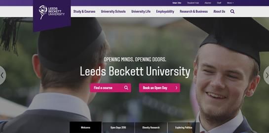 Screenshot of Leeds Beckett University Website 