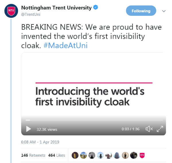 Nottingham Trent University - Tweet