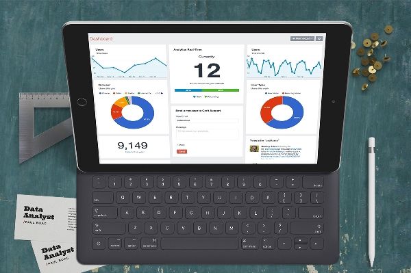 Image of laptop with analytics dashboard on screen 