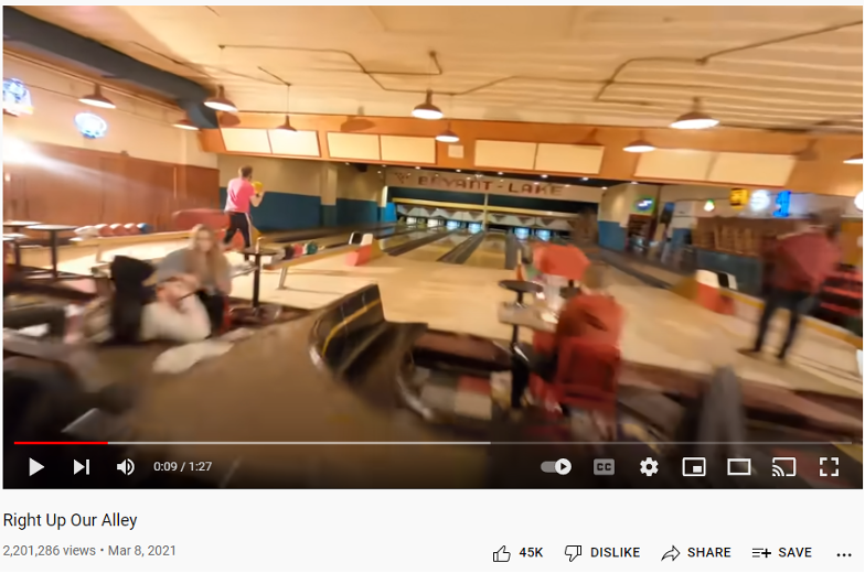 Bowling alley drone tour