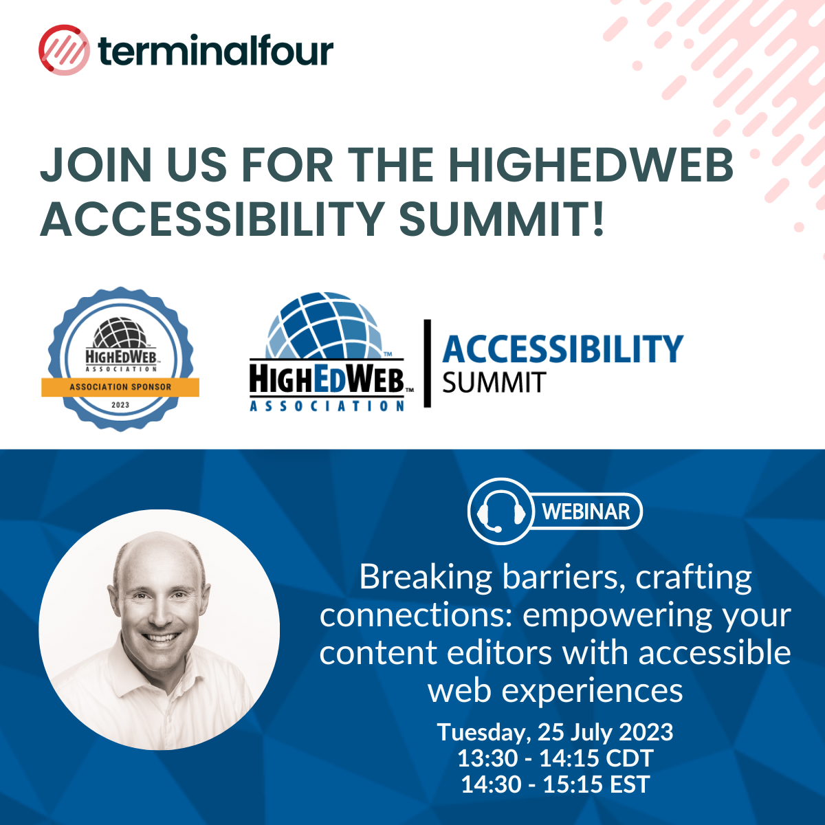 Terminalfour Association and Gold Sponsors of HighEdWeb Accessibility Summit