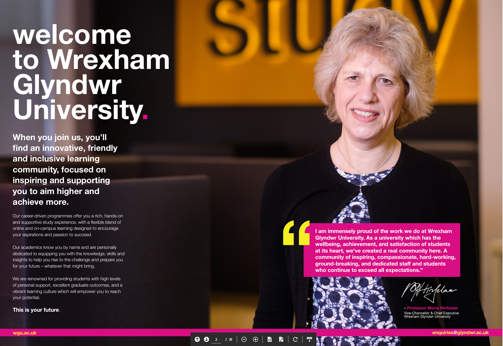 University of Wrexham prospectus