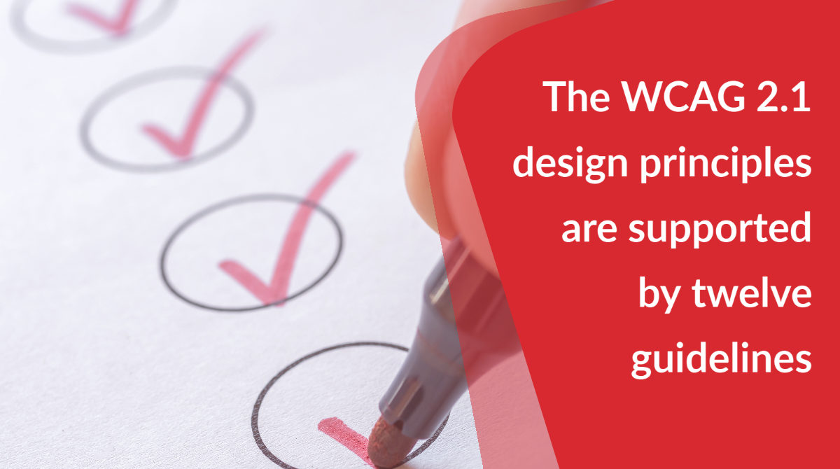 The WCAG 2.1 design principles are supported by twelve guidelines