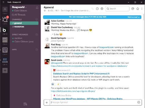 Screenshot of Paul Boag's Slack Group with a comments thread 