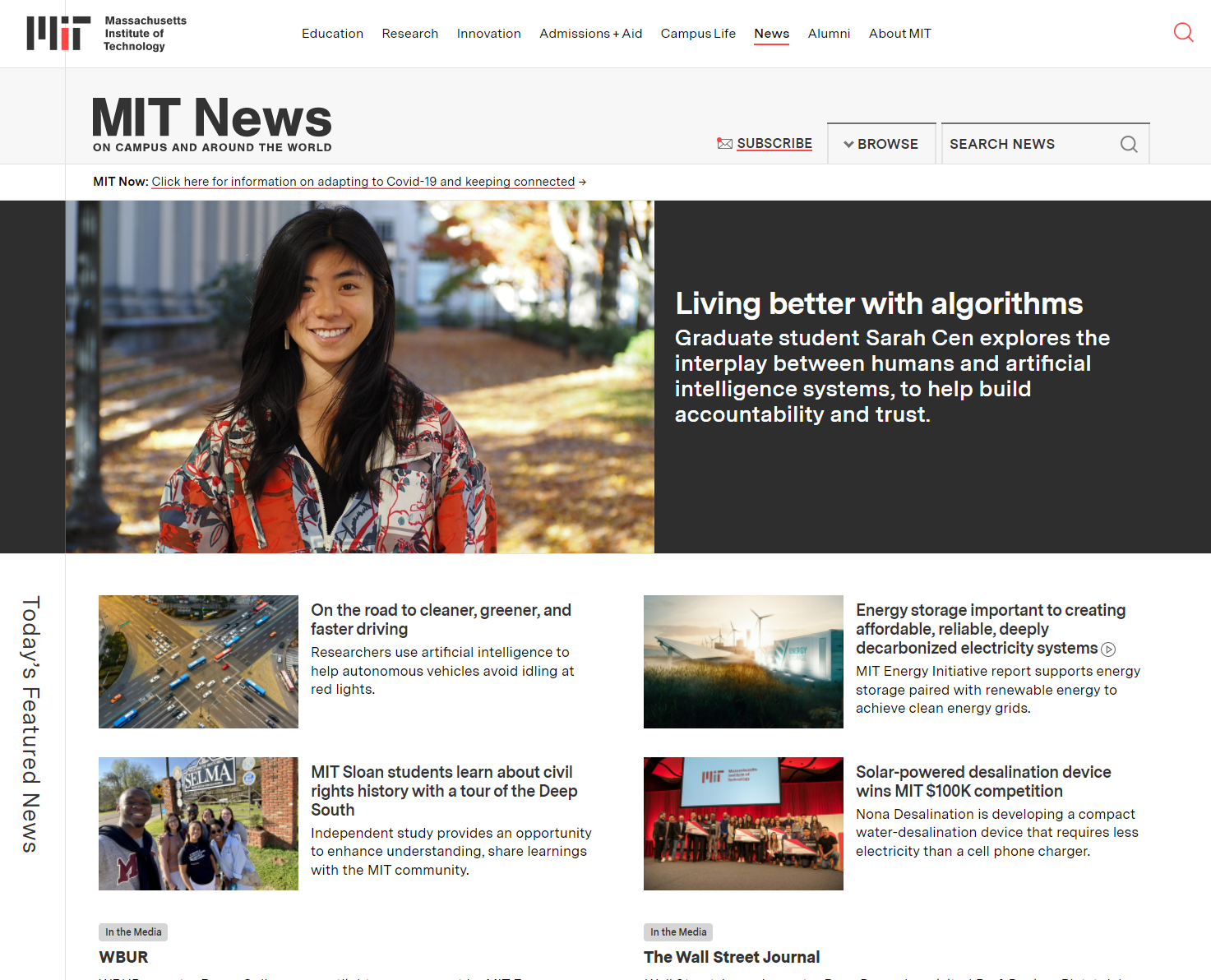 great university home page designs - MIT