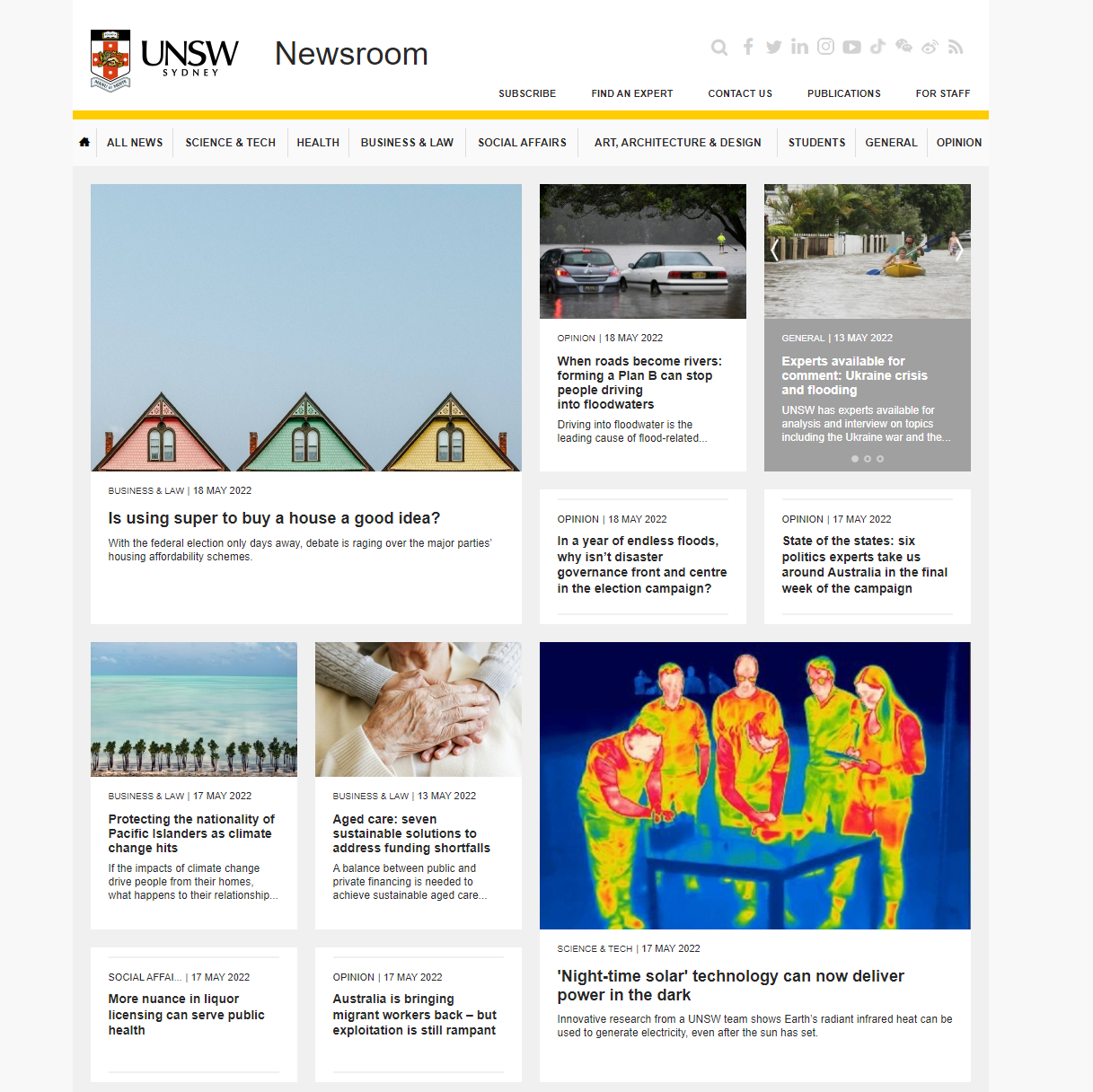 great university home page designs - UNSW