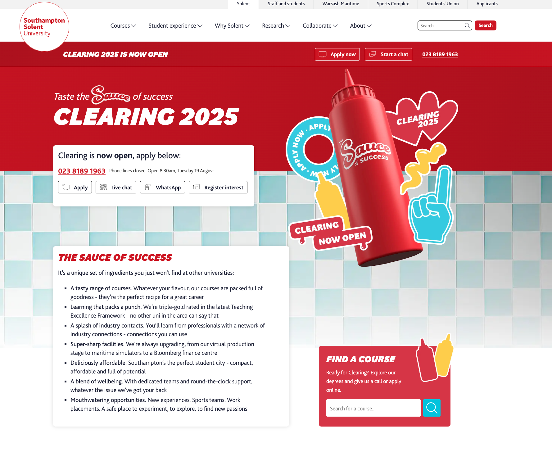 higher education clearing 2026 examples