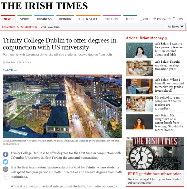 Irish Times Dual Degrees