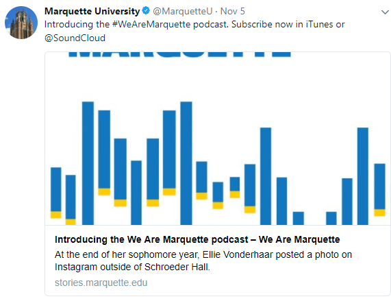 Marquette University Podcast Tweet 2