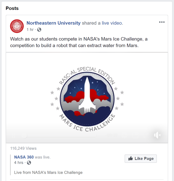 Northeastern NASA Screen Live