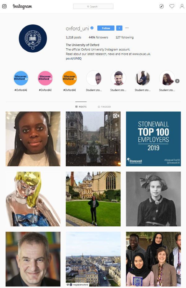 Oxford University Instagram