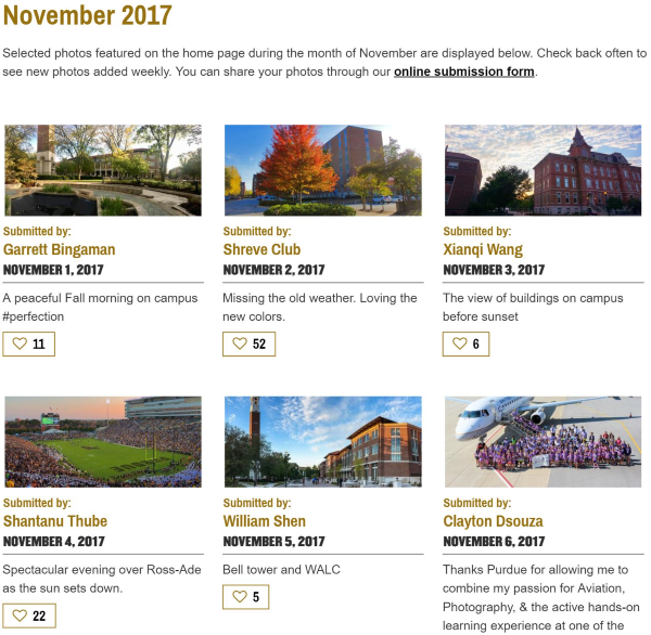 Picture Purdue Website Thumbnails