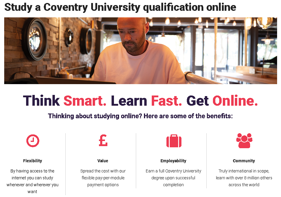 Screen grab of Coventry website