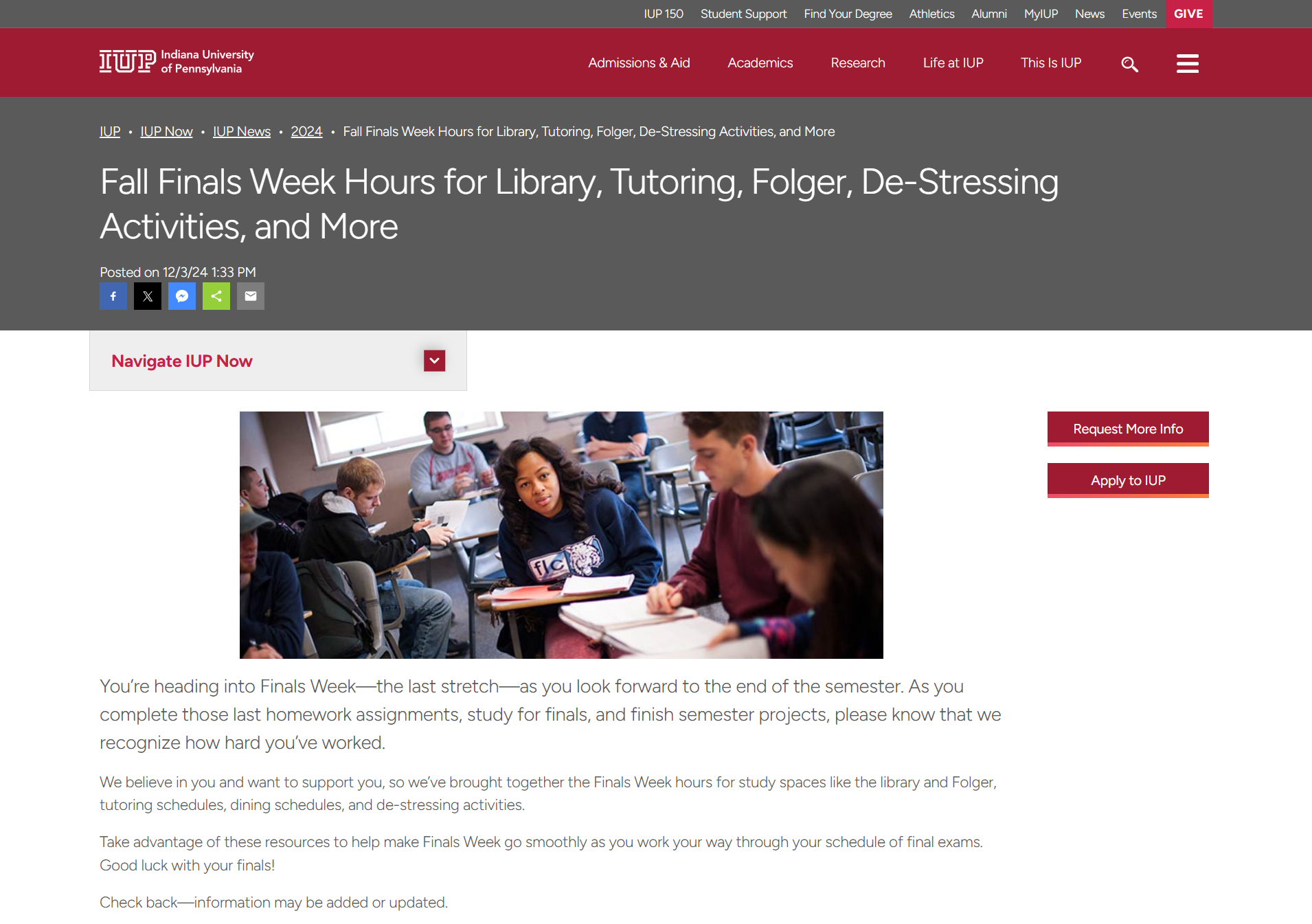supporting students exams higher ed