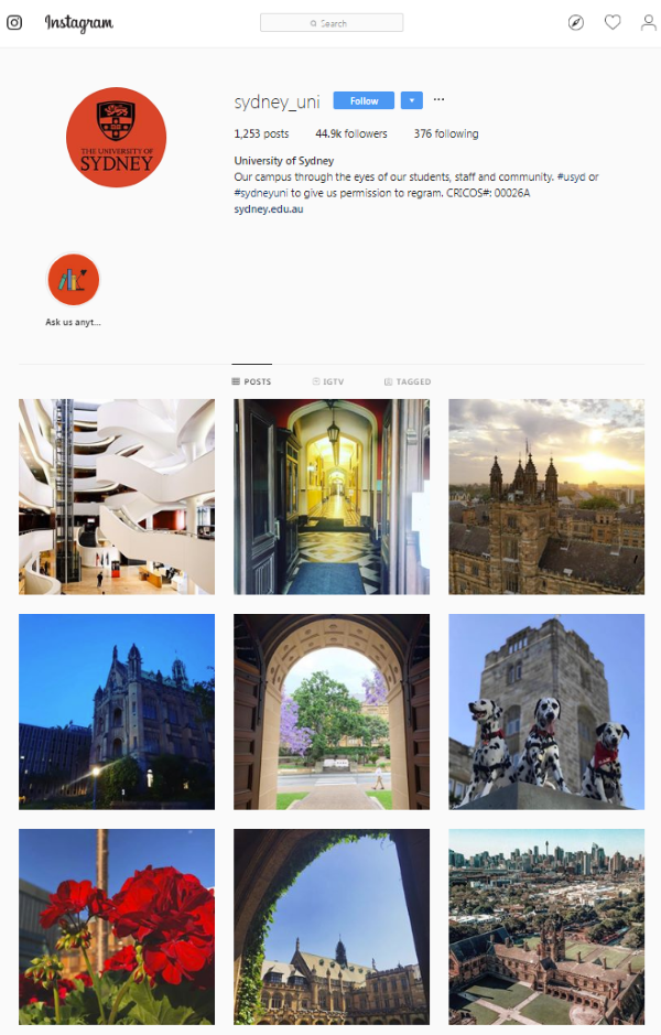 University of Sydney Instagram