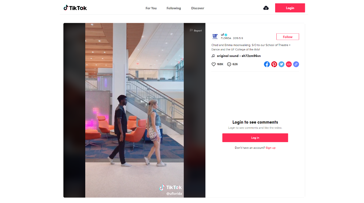 screen grab from tiktok account showing video of two students moonwalking