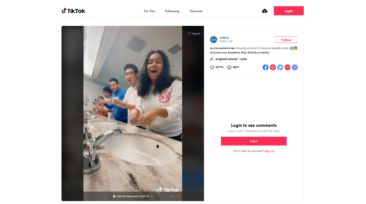 screen grab from tiktok account showing video of handwashing