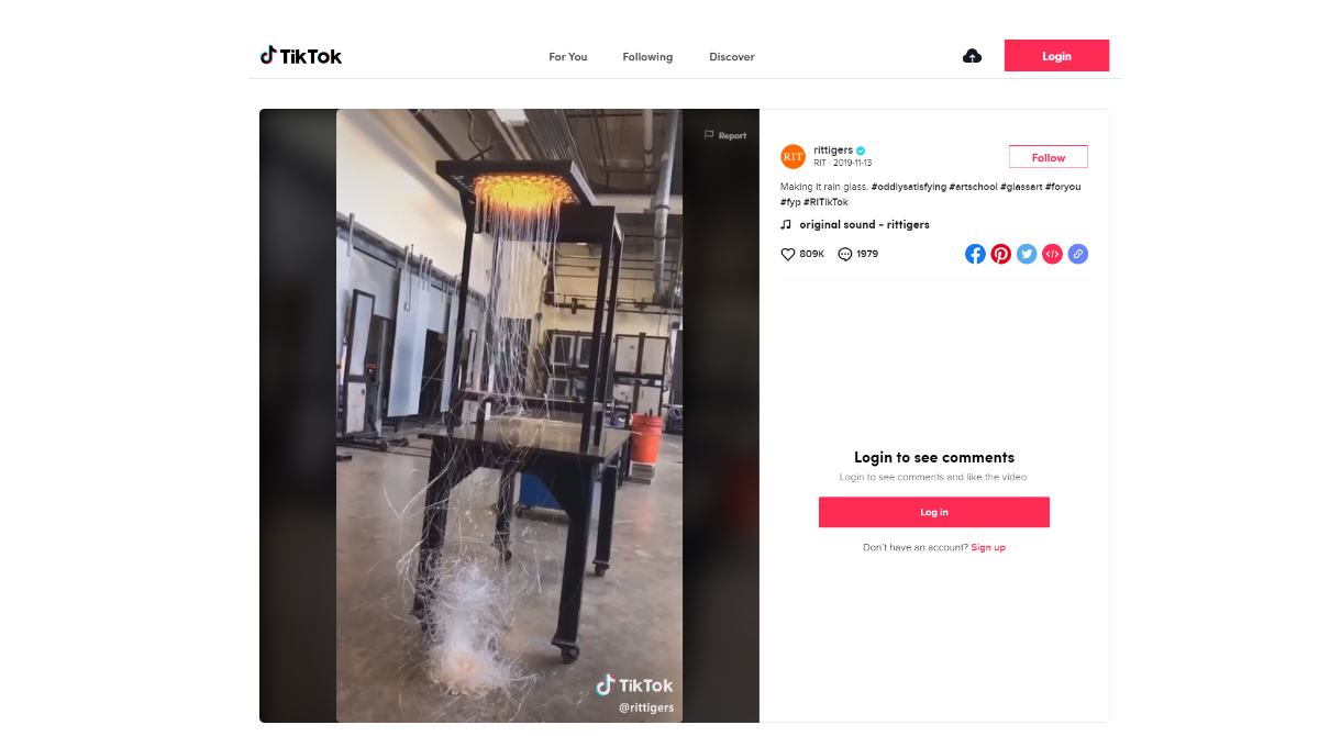 screen grab from tiktok account showing video of glass melting