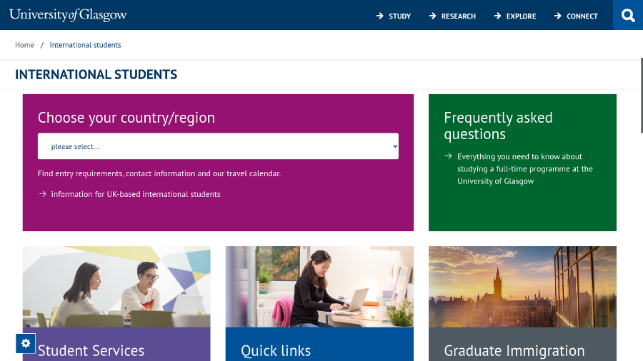university of glasgow-landing pages for higher education
