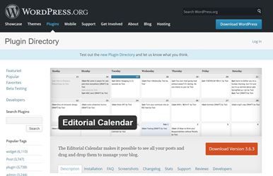 Screen of online editorial calendar example 
